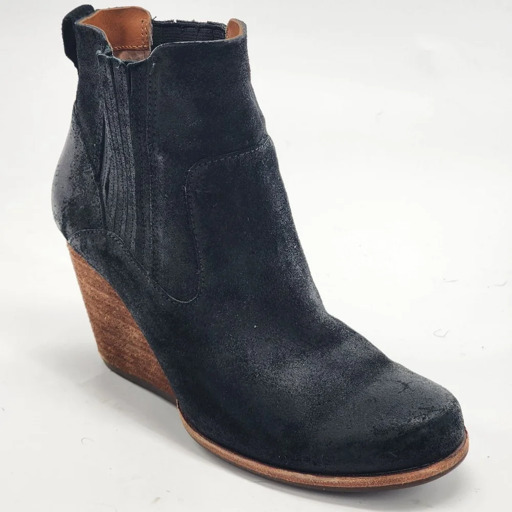 Women's‎ Kork-Ease Black Suede Wedge Ankle Boots